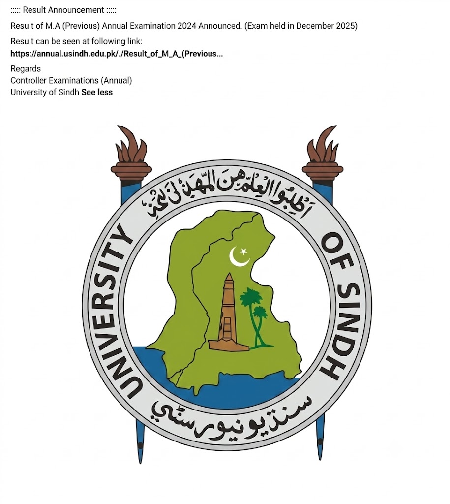 USindh Result Announcement Notice 2026 Released for MA Previous Exams USindh Result Announcement Notice 2026 Released for MA Previous Exams