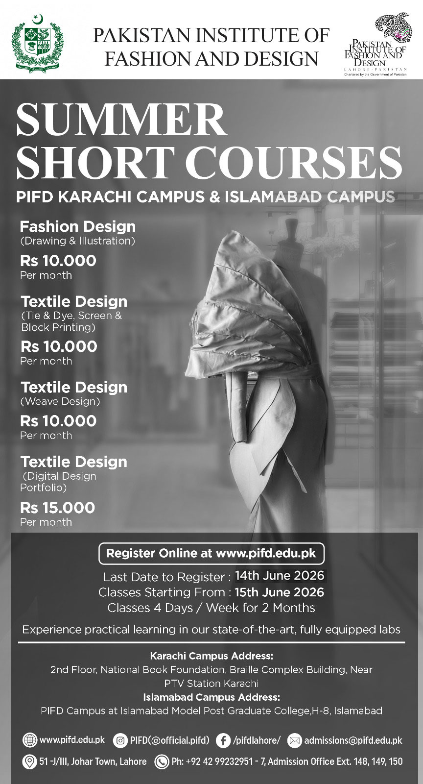 PIFD Karachi and Islamabad Summer Courses 2026 Open for Registration
