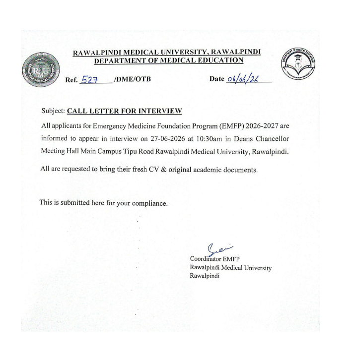 RMUR Releases Interview Notice 2026 for EMFP Applicants RMUR Releases Interview Notice 2026 for EMFP Applicants