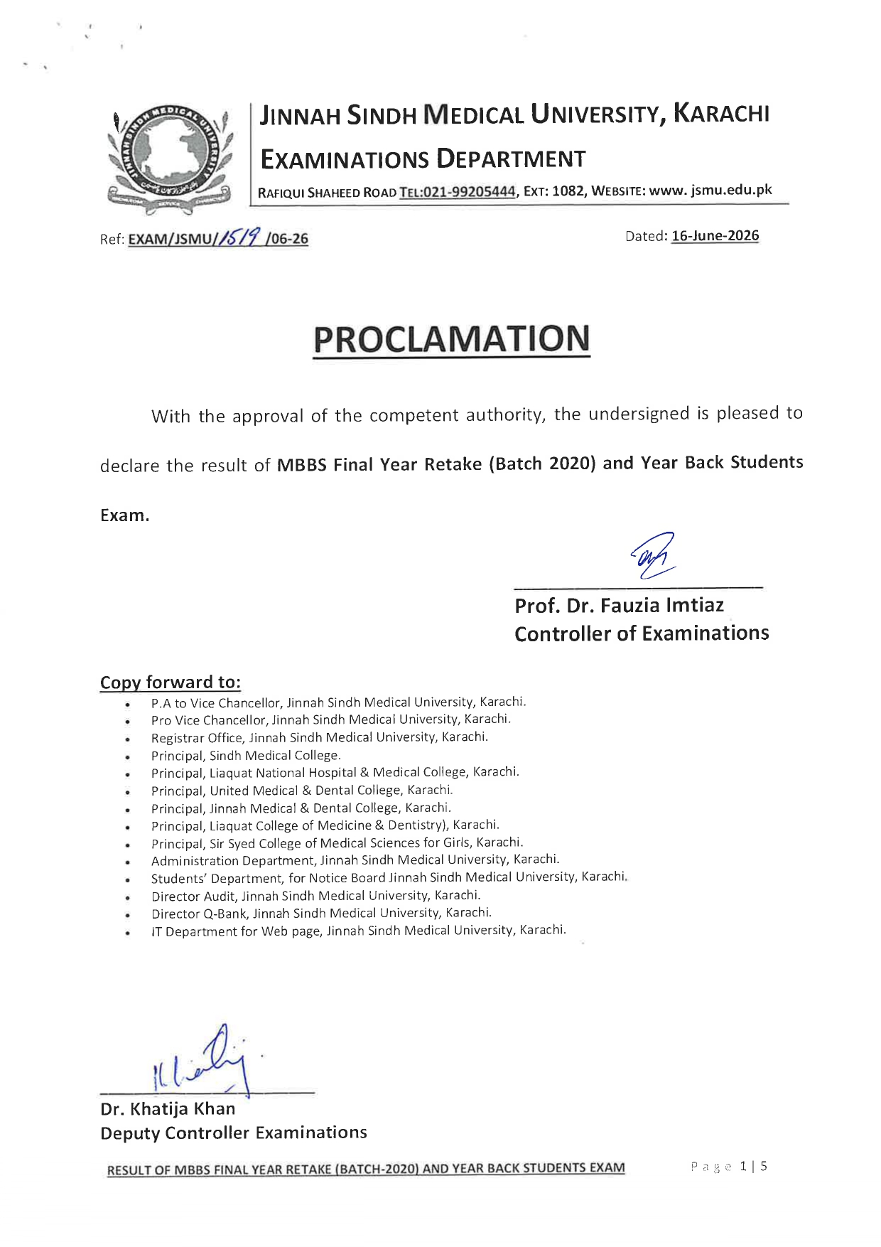 JSMU Releases MBBS Final Year Retake & YB Exam Result 2026 JSMU Releases MBBS Final Year Retake & YB Exam Result 2026