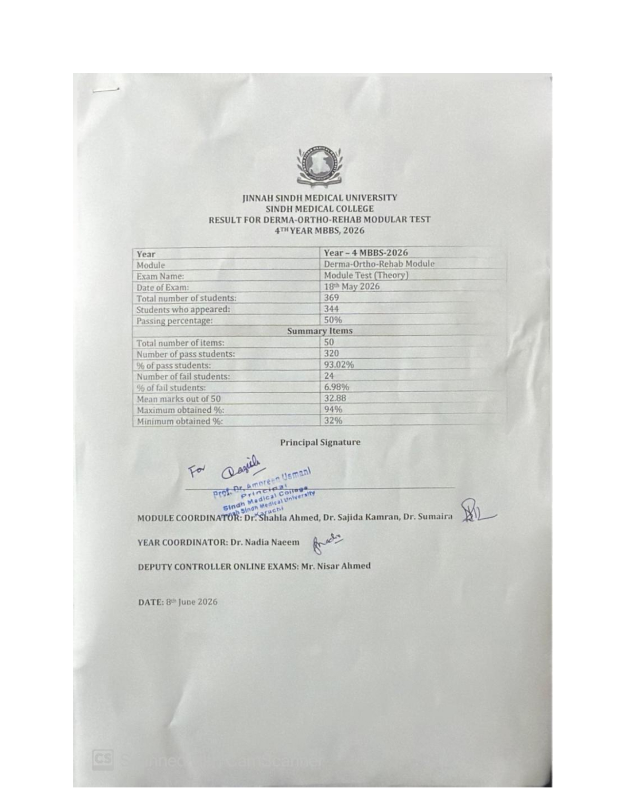 JSMU MBBS Modular Test Result 2026 Available JSMU MBBS Modular Test Result 2026 Available