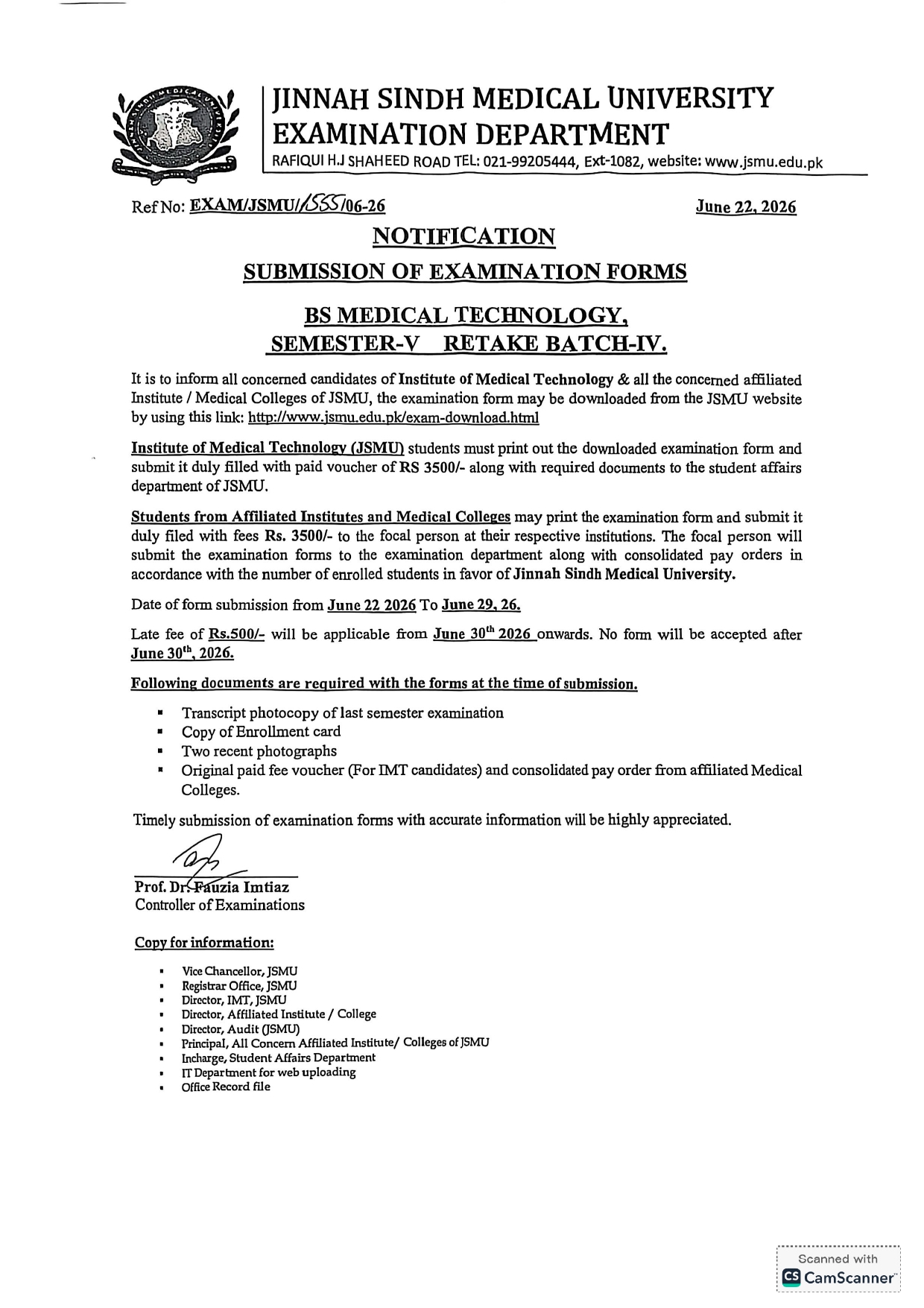 JSMU BSMT Retake Exam Form Submission Notice 2026 Released JSMU BSMT Retake Exam Form Submission Notice 2026 Released