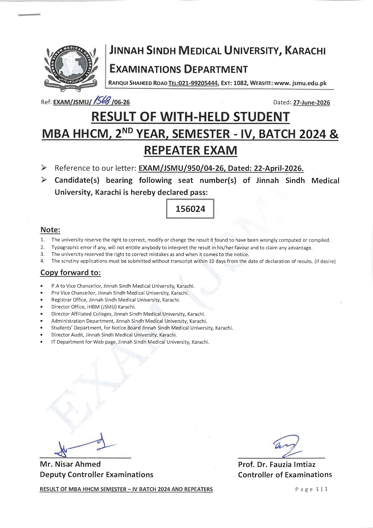 JSMU Result 2026 Announced for MBA HHCM 2nd Year Semester IV Batch 2024 JSMU Result 2026 Announced for MBA HHCM 2nd Year Semester IV Batch 2024