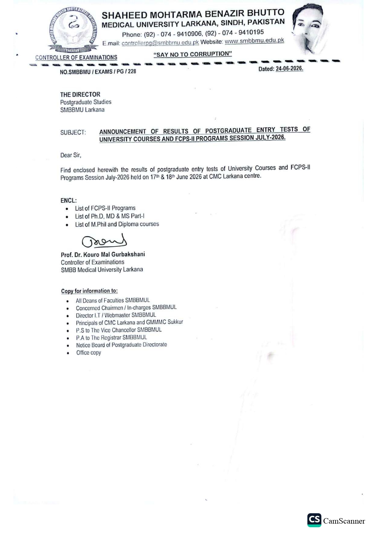 SMBBMU Entry Test Results 2026 Announced for Courses and FCPS II Programs SMBBMU Entry Test Results 2026 Announced for Courses and FCPS II Programs