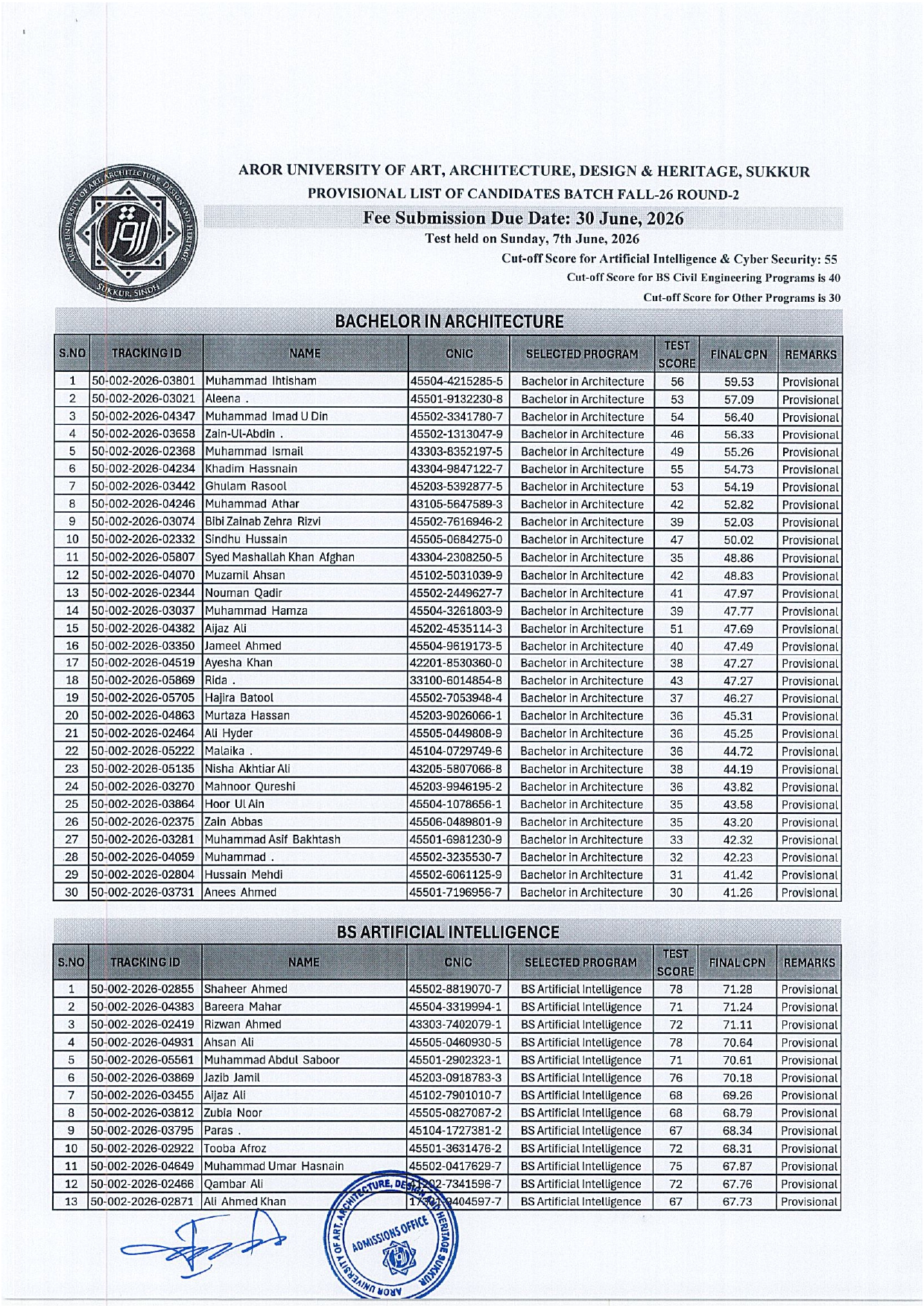 Aror University Announces Bachelor Programs Provisional Merit List 2026 Aror University Announces Bachelor Programs Provisional Merit List 2026