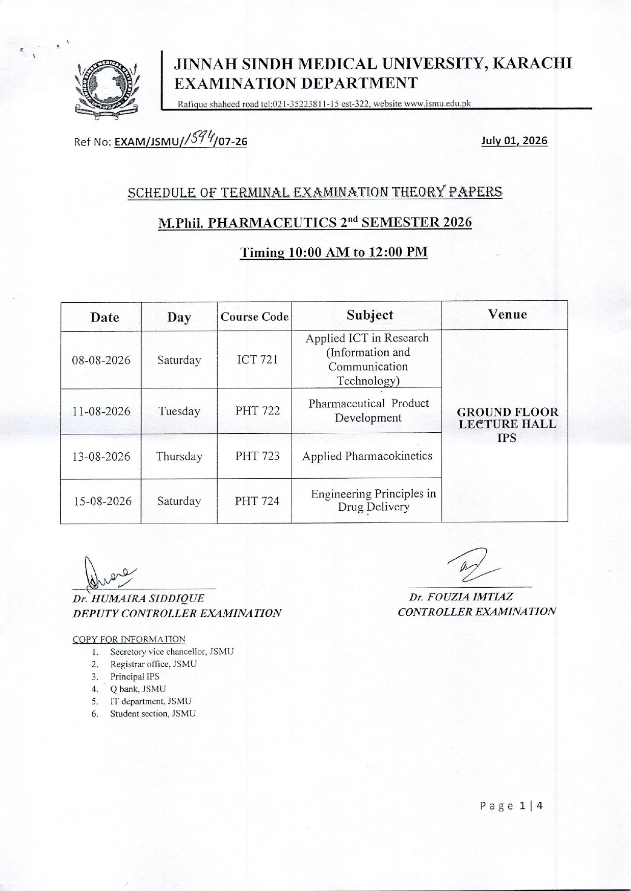 JSMU Date Sheet 2026 Released for MPhil Program Examinations JSMU Date Sheet 2026 Released for MPhil Program Examinations