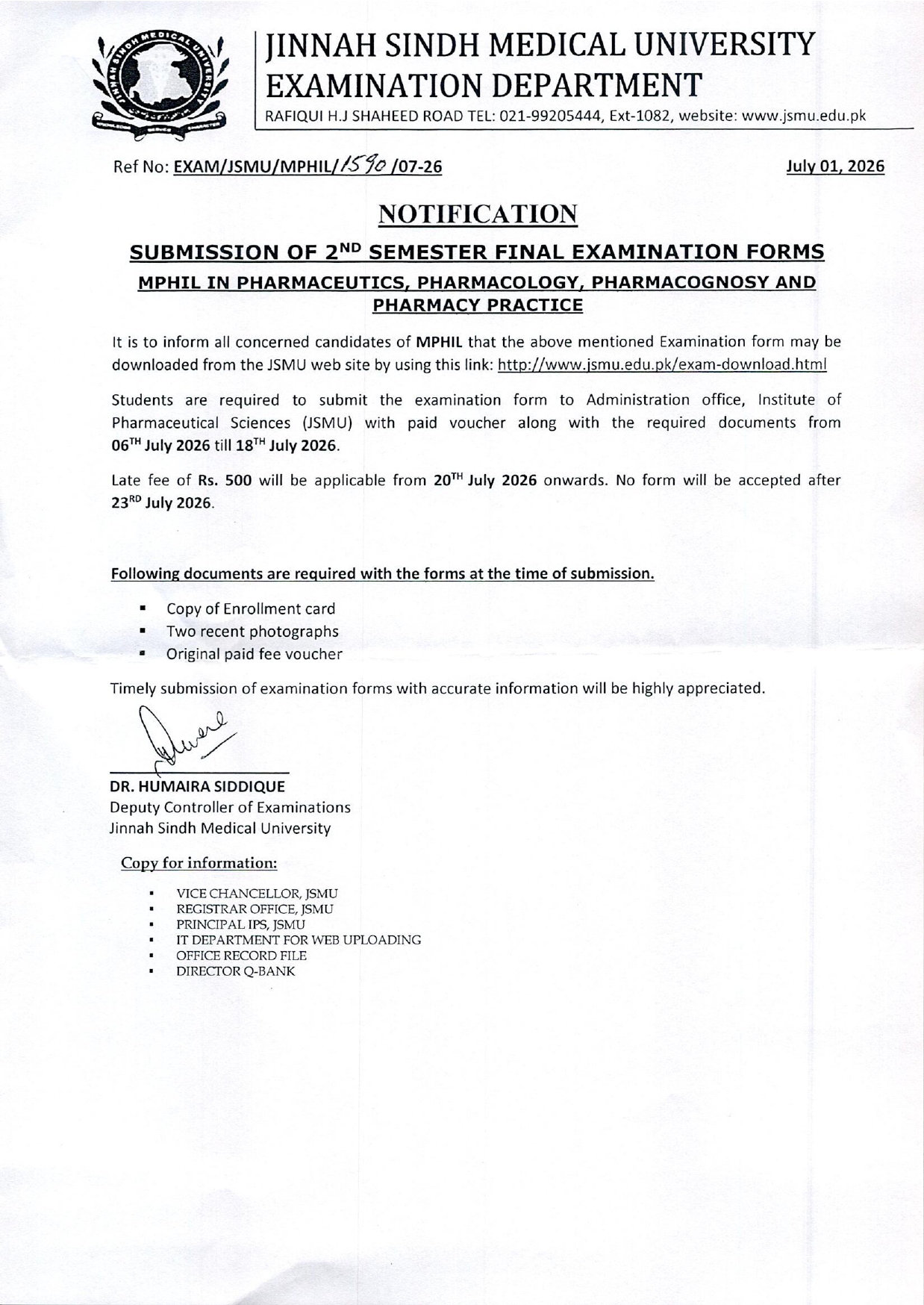 JSMU Exam Form Submission Notice 2026 Released for MPhil Exams JSMU Exam Form Submission Notice 2026 Released for MPhil Exams