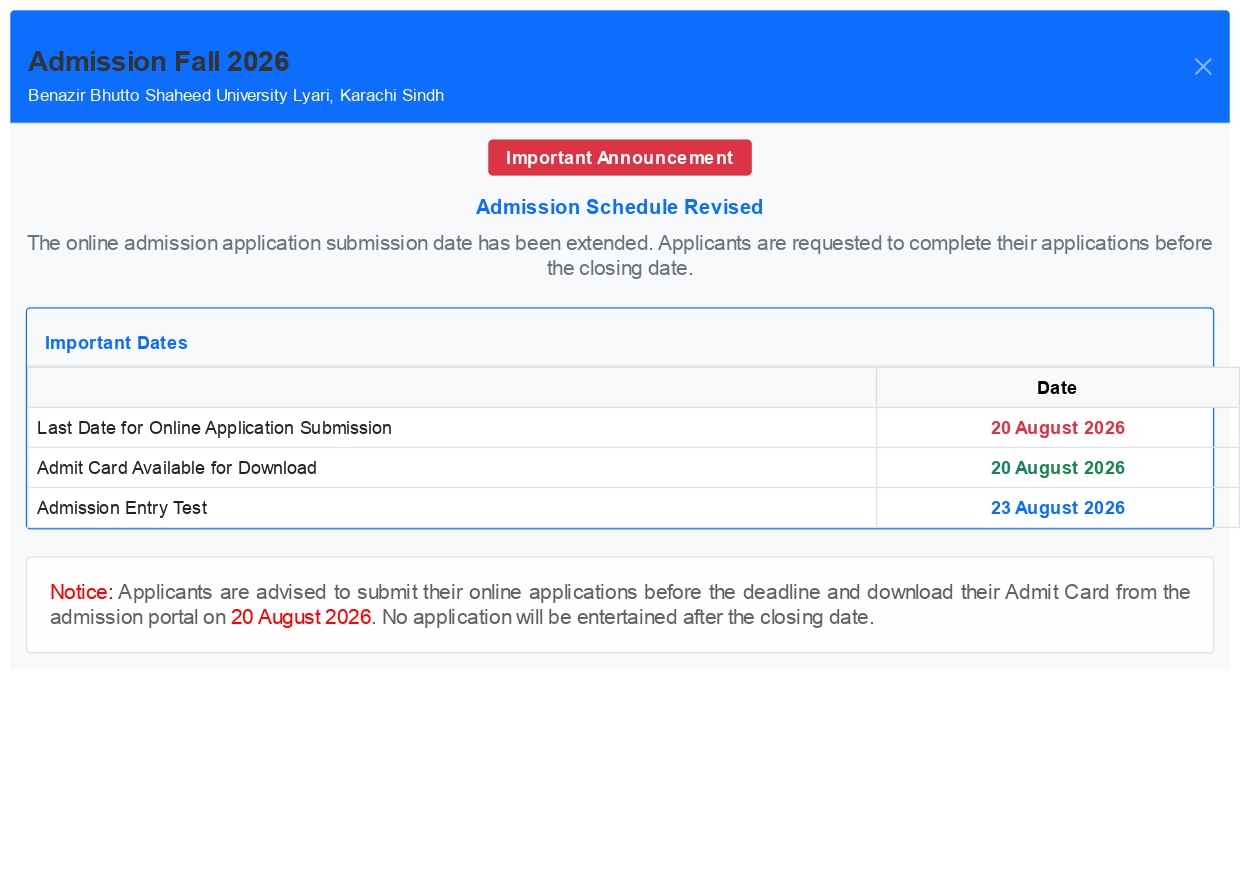 BBSU Revised Admission Schedule 2026 Released with Updated Dates