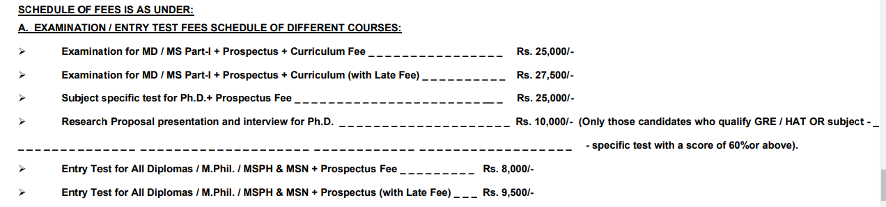 PUMHS Releases Entry Test Fee Schedule 2026 for Various Courses PUMHS Releases Entry Test Fee Schedule 2026 for Various Courses