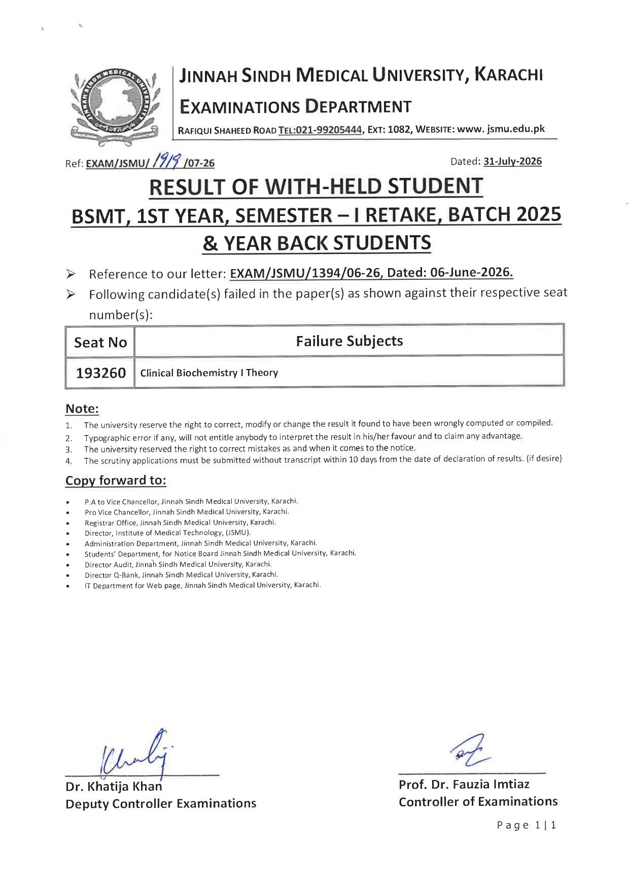 JSMU Releases BSMT Program Exams Result 2026 for Students JSMU Releases BSMT Program Exams Result 2026 for Students