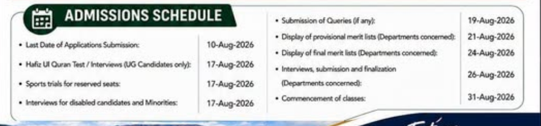 University of Malakand Admission Schedule 2026 Released for New Applicants University of Malakand Admission Schedule 2026 Released for New Applicants