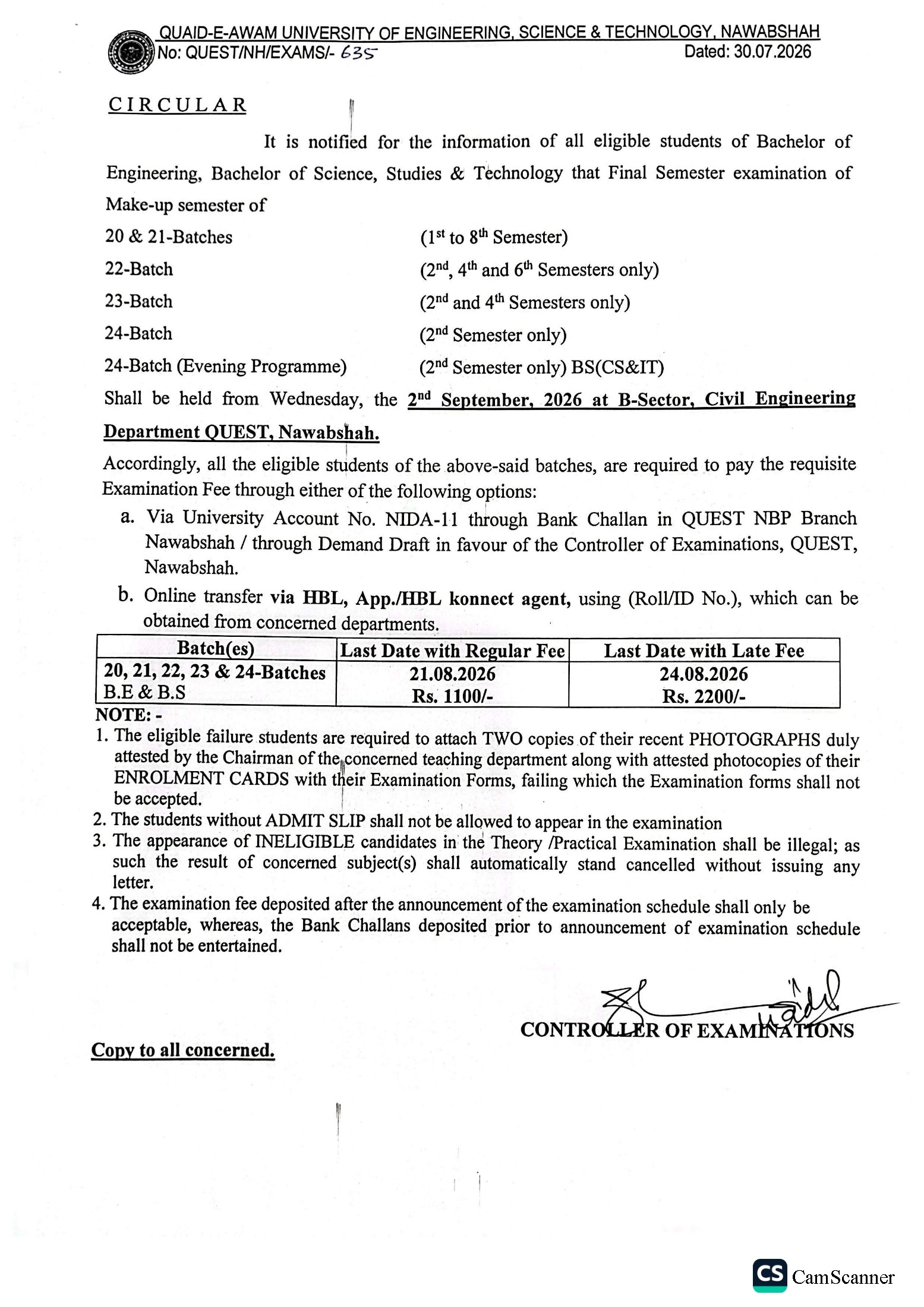 QUEST Exam Form & Fee Schedule 2026 Announced QUEST Exam Form & Fee Schedule 2026 Announced