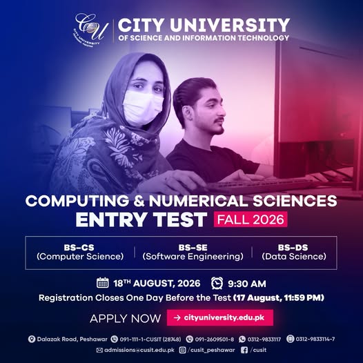 CUSIT Issues BSCS, BSSE & BSDS Programs Entry Test Schedule 2026