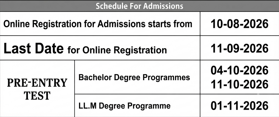University of Sindh Announces Admission Schedule 2026 University of Sindh Announces Admission Schedule 2026
