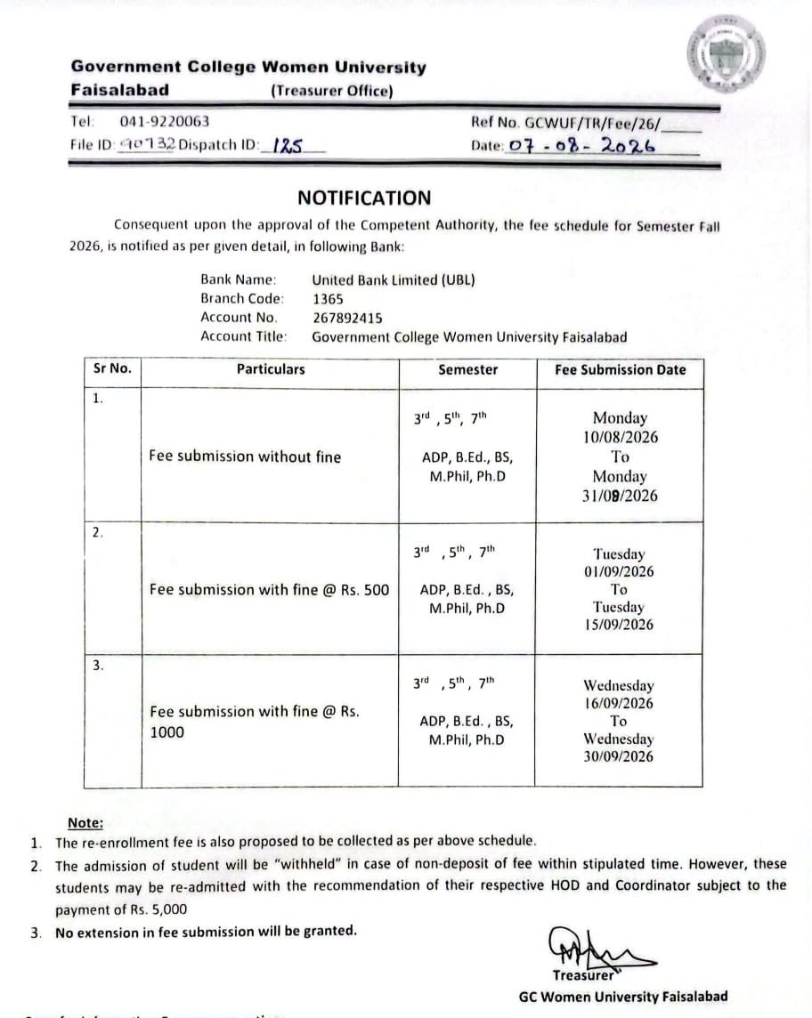 GCWUF Announces Fee Submission Schedule 2026 GCWUF Announces Fee Submission Schedule 2026