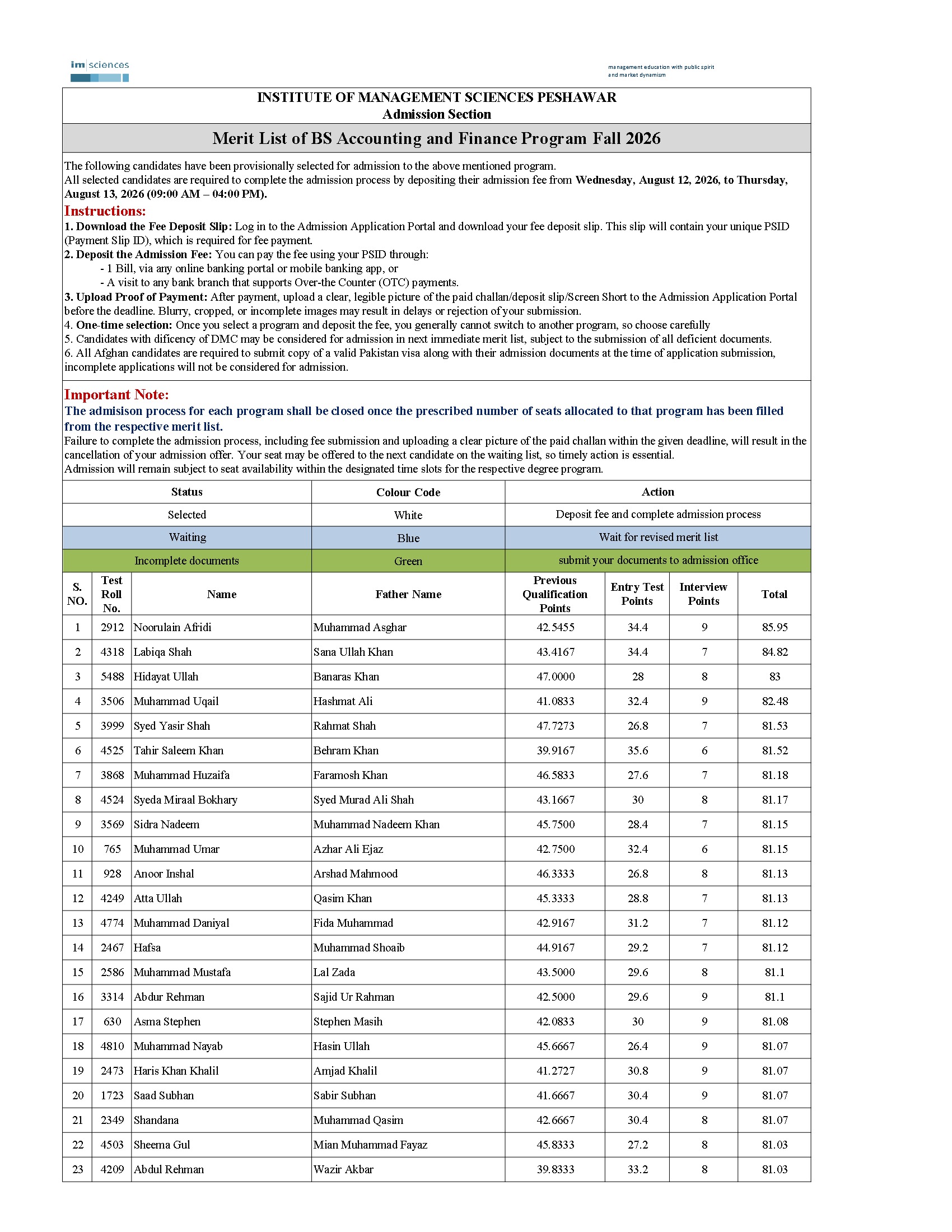 IMS BS Programs 3rd Merit List 2026 Released IMS BS Programs 3rd Merit List 2026 Released