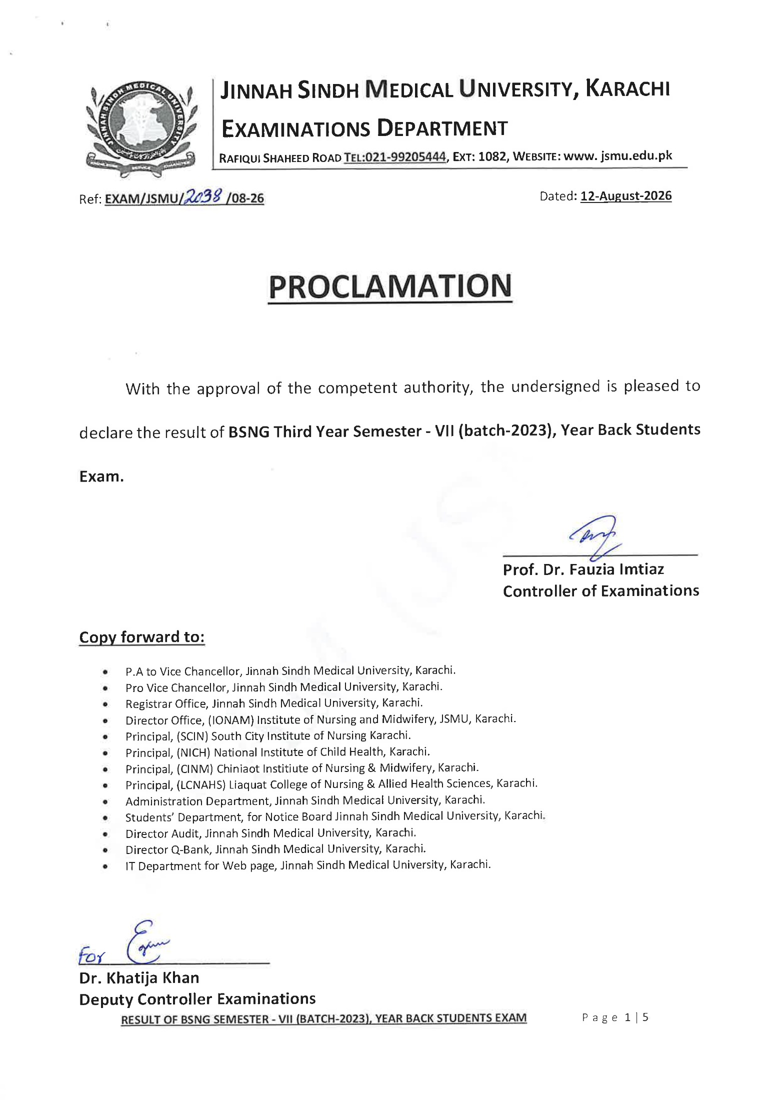 JSMU BSNG 3rd Year Semester VII Batch 2023 & YB Students Exams Result 2026 JSMU BSNG 3rd Year Semester VII Batch 2023 & YB Students Exams Result 2026