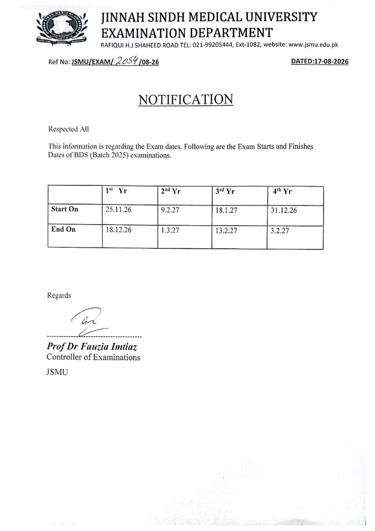 JSMU BDS Exam Schedule 2026 Released JSMU BDS Exam Schedule 2026 Released