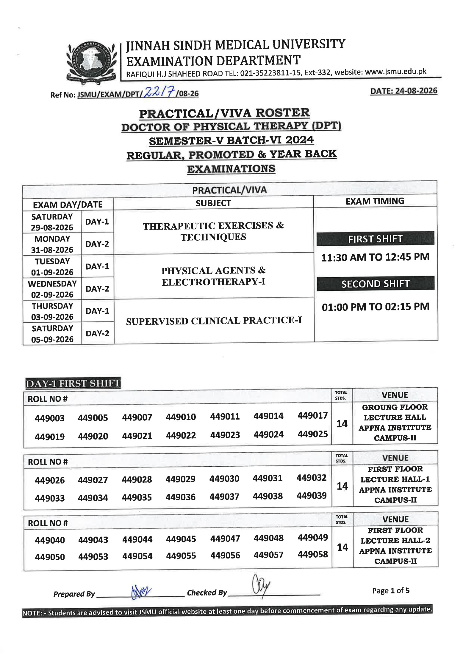JSMU Exam Schedule 2026 Released for DPT Sem V Batch VI 2024 Exams JSMU Exam Schedule 2026 Released for DPT Sem V Batch VI 2024 Exams