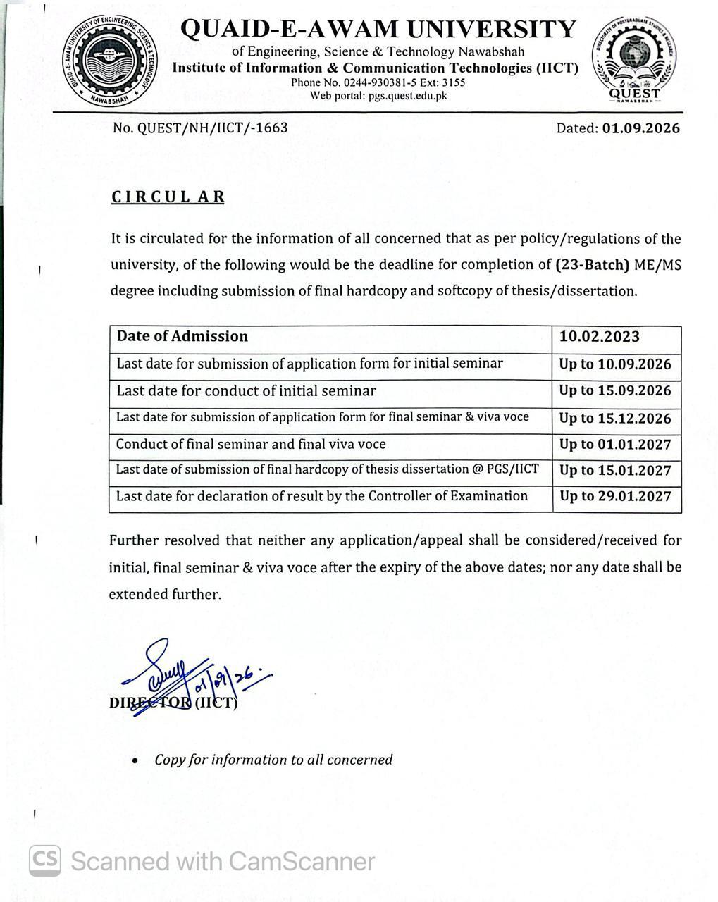 QUEST Thesis Submission Notice 2026 for 23-Batch ME MS Students QUEST Thesis Submission Notice 2026 for 23-Batch ME MS Students