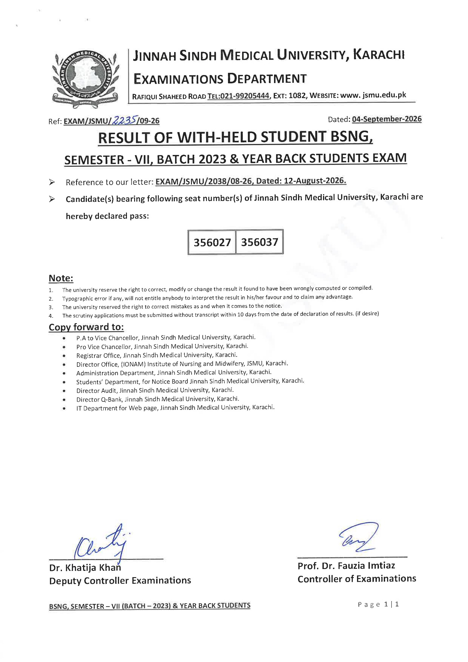 JSMU BSNG Semester Result Announced 2026