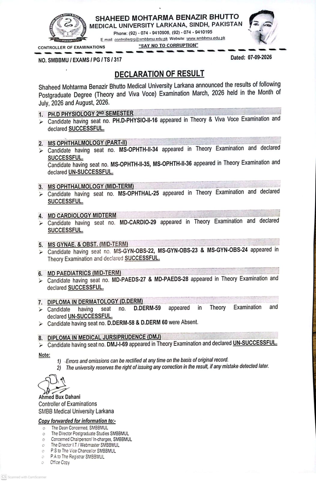 SMBBMU Result 2026 for Graduate and Diploma Programs Announced SMBBMU Result 2026 for Graduate and Diploma Programs Announced
