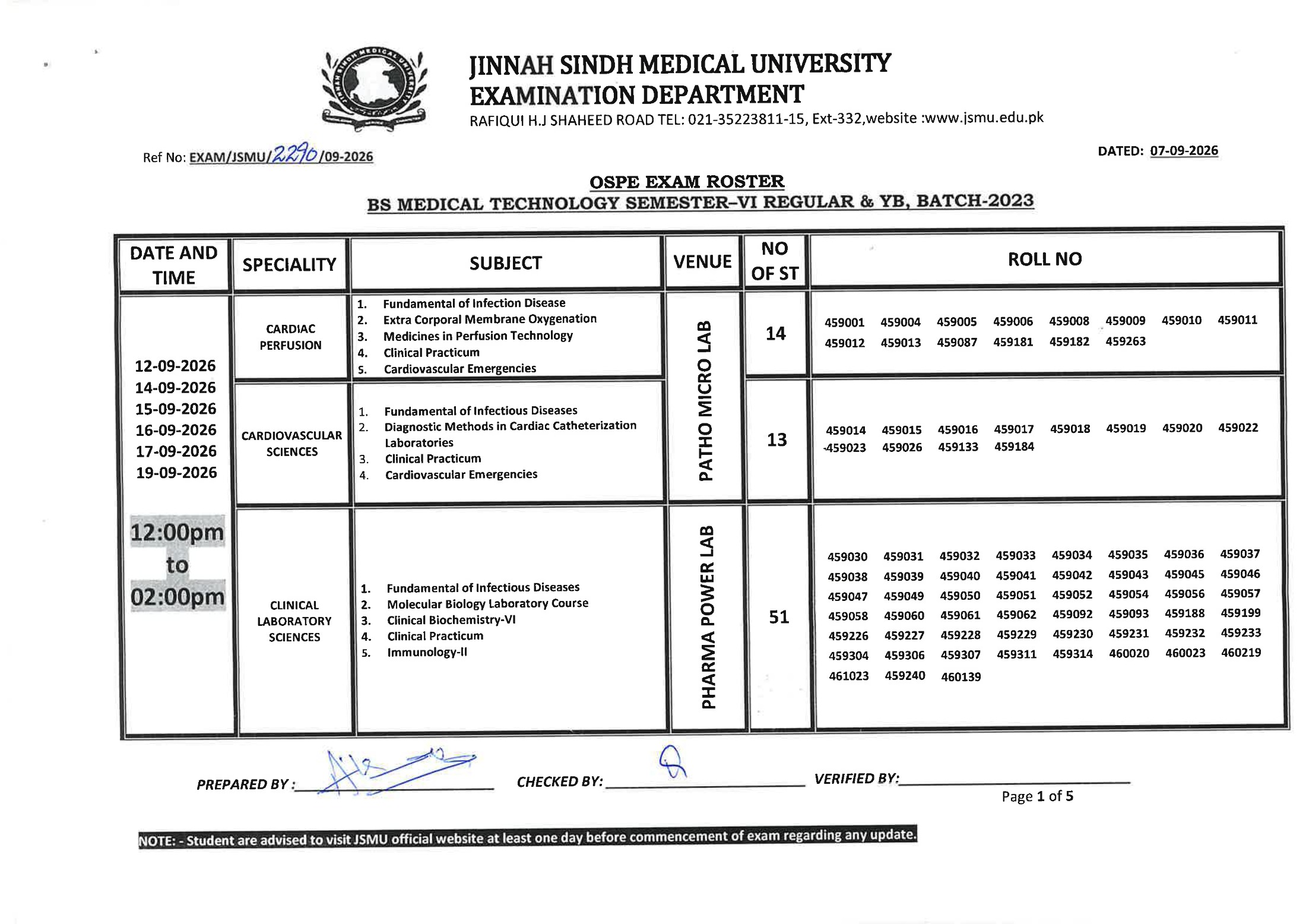 JSMU BSMT Program Date Sheet 2026 Out Now JSMU BSMT Program Date Sheet 2026 Out Now