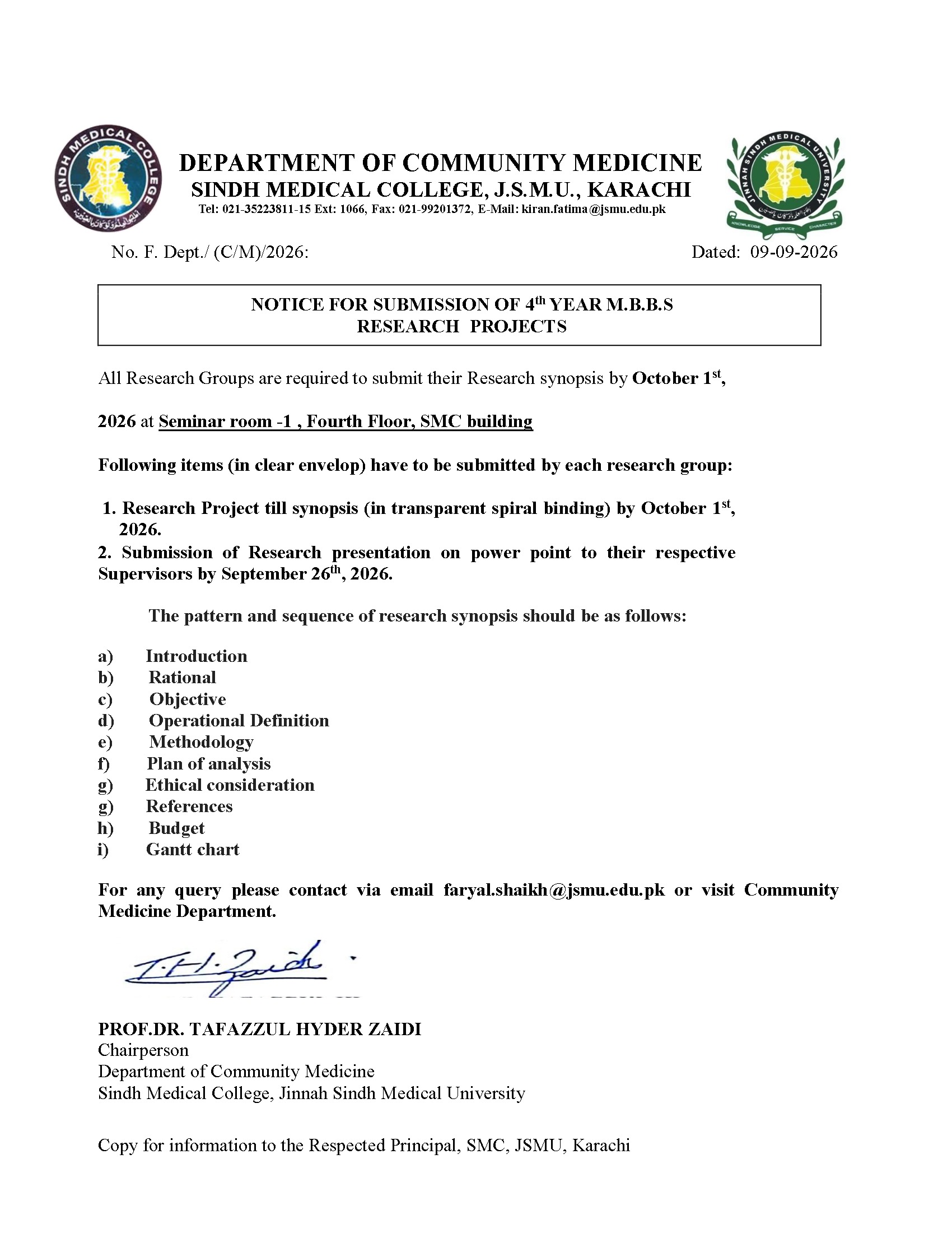 JSMU MBBS Research Projects Notice 2026 Released