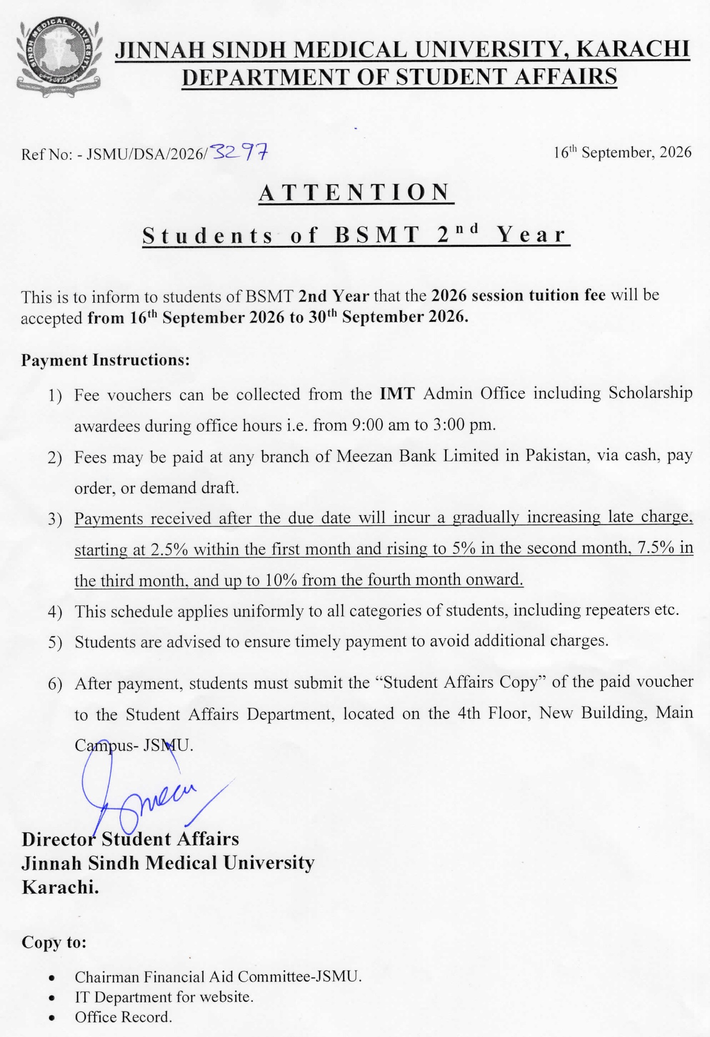 JSMU Fee Schedule 2026 Announced for BSMT Students JSMU Fee Schedule 2026 Announced for BSMT Students