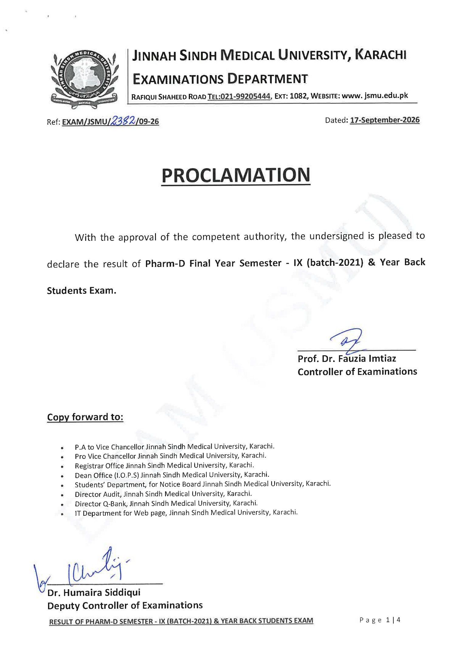 JSMU Result 2026 for Pharm-D Exams Announced JSMU Result 2026 for Pharm-D Exams Announced