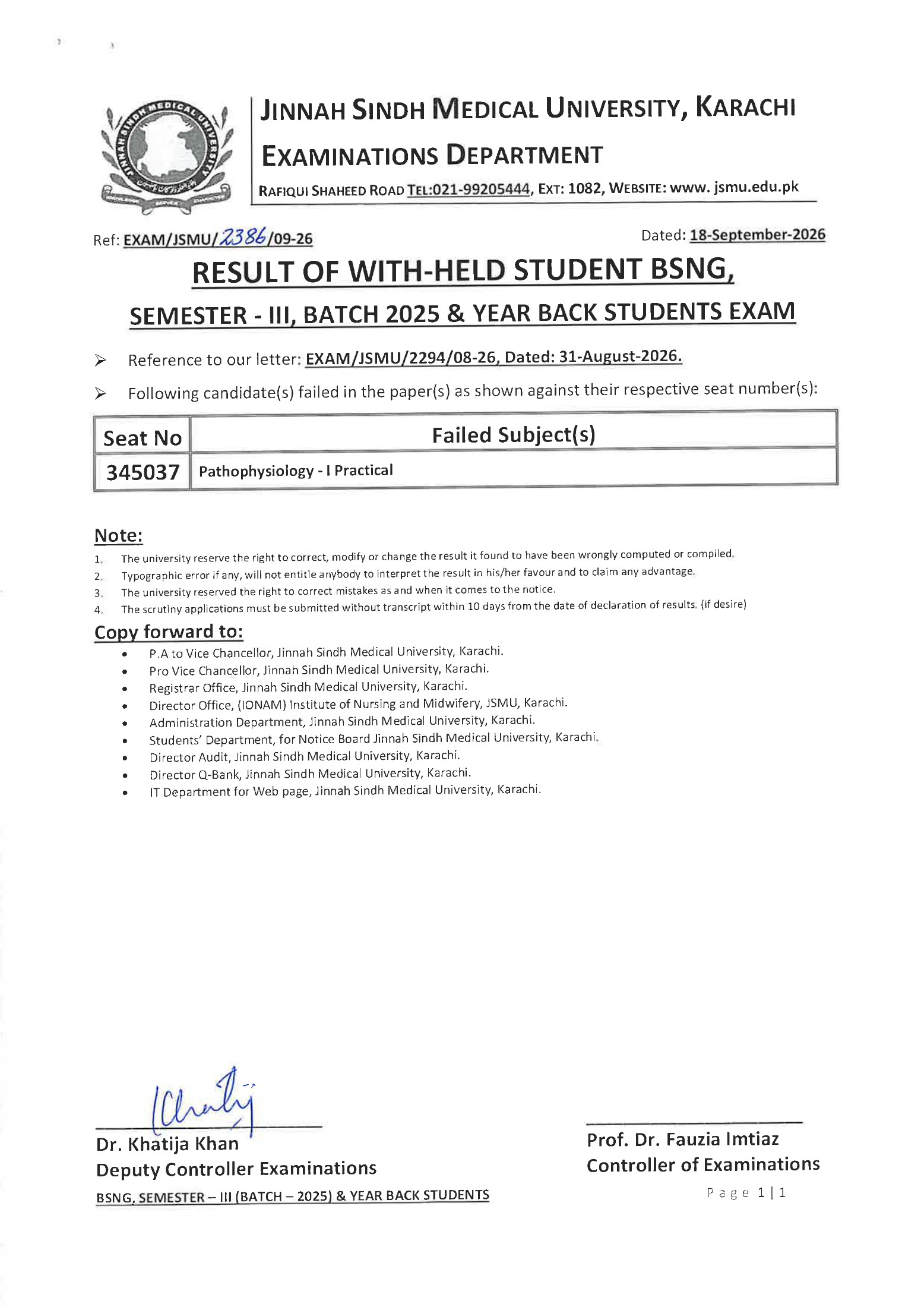 JSMU BSNG Result 2026 Released for Students JSMU BSNG Result 2026 Released for Students