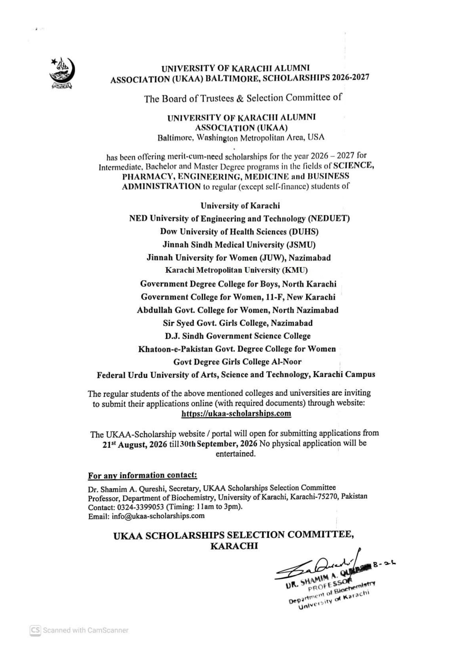 JSMU UKAA Scholarship Notice 2026 Issued