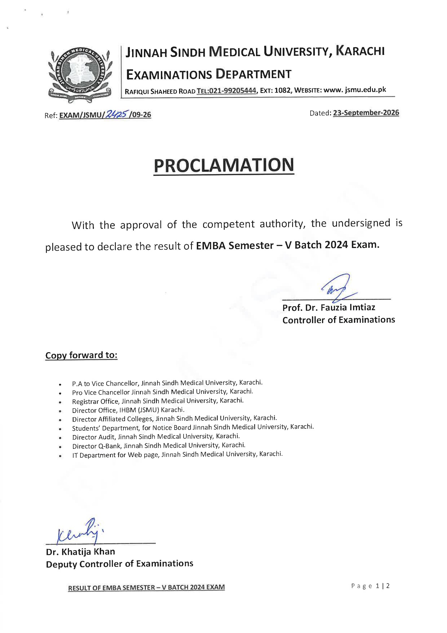 JSMU EMBA Result 2026 Announced JSMU EMBA Result 2026 Announced