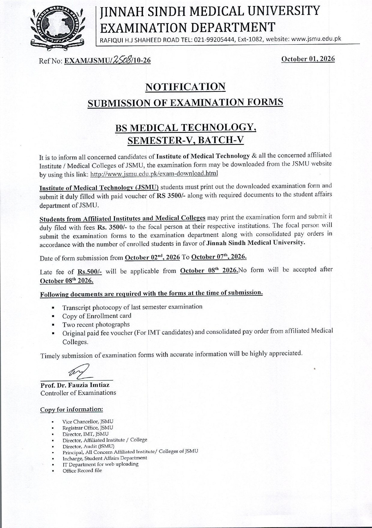 JSMU Exam Form Submission Notice 2026 for BSMT Semester V JSMU Exam Form Submission Notice 2026 for BSMT Semester V