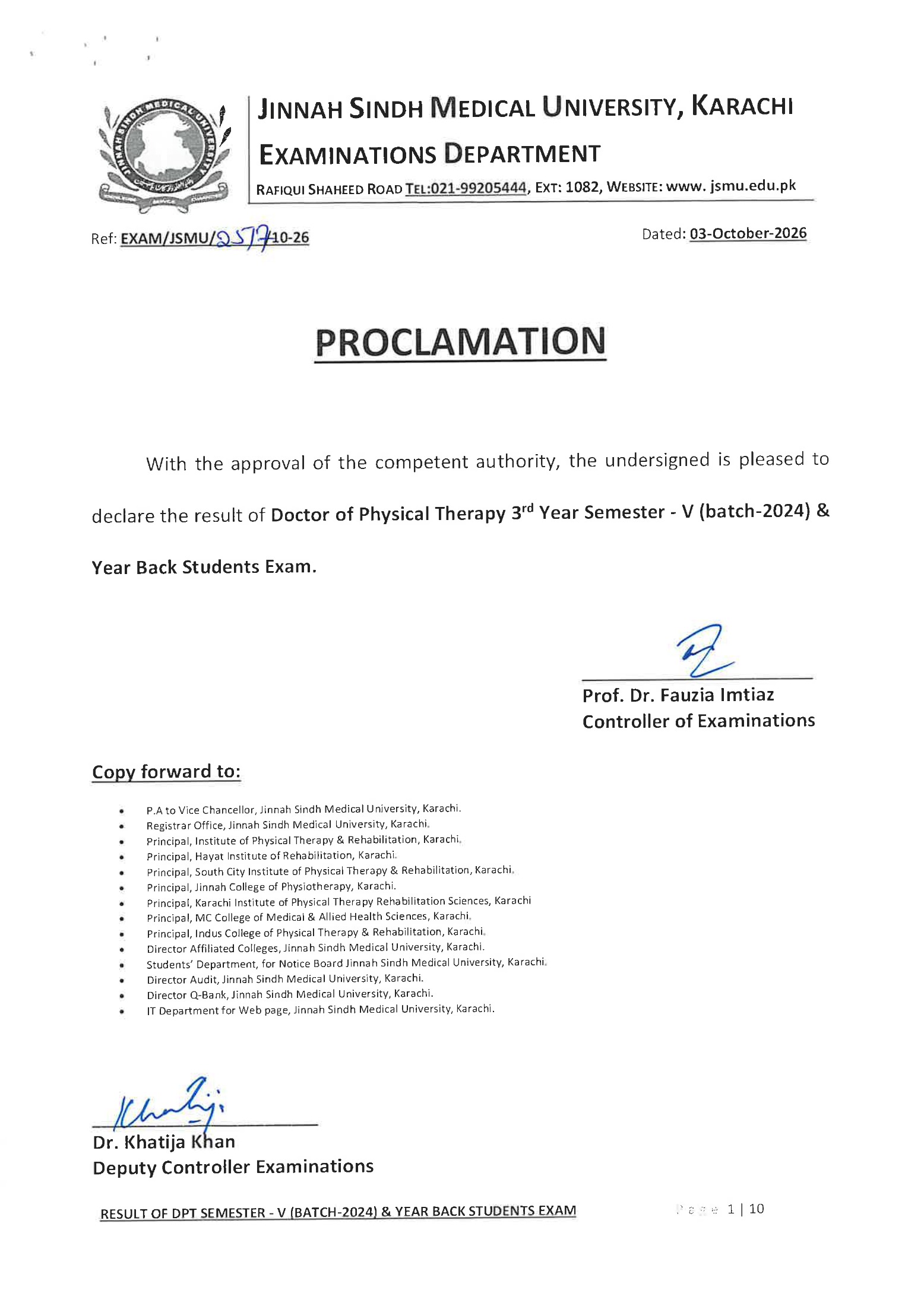 JSMU Result 2026 for DPT 3rd Year Semester V Batch 2024 JSMU Result 2026 for DPT 3rd Year Semester V Batch 2024