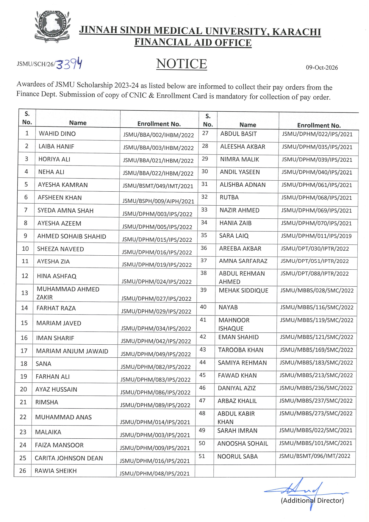 JSMU Pay Orders Collection Notice 2026 Announced JSMU Pay Orders Collection Notice 2026 Announced