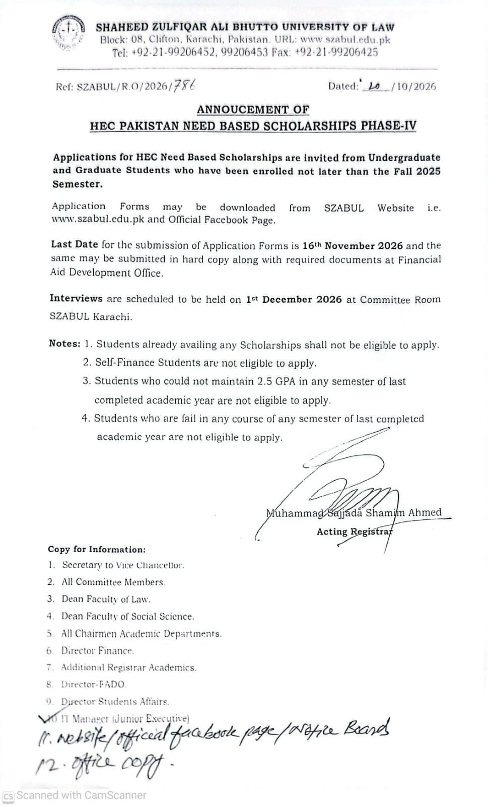 SZABUL Scholarships 2026 Announced Apply for HEC Need Based Phase IV SZABUL Scholarships 2026 Announced Apply for HEC Need Based Phase IV
