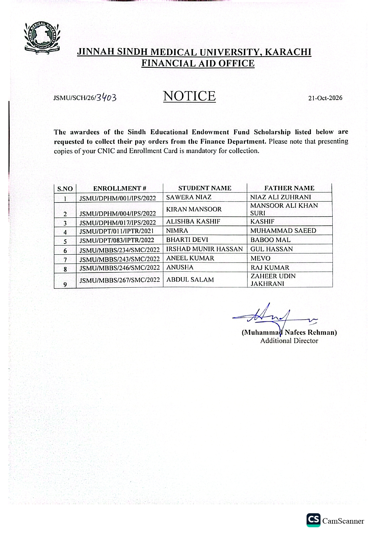 JSMU Pay Orders Collection Notice 2026 Issued for SEEF Scholarship Awardees JSMU Pay Orders Collection Notice 2026 Issued for SEEF Scholarship Awardees