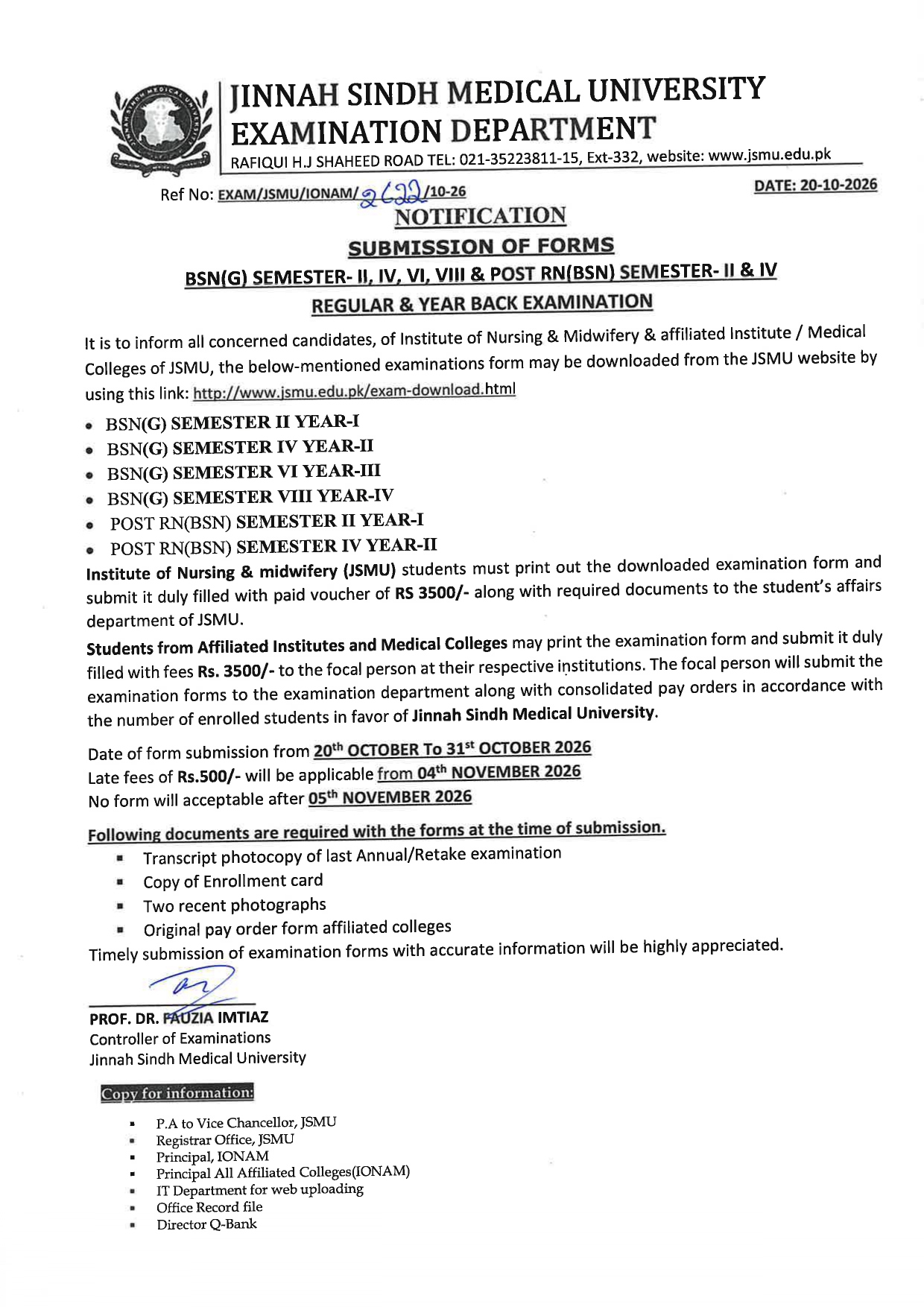 JSMU Exam Form Submission Notice 2026 Issued for BSN & Post RN Regular & YB JSMU Exam Form Submission Notice 2026 Issued for BSN & Post RN Regular & YB
