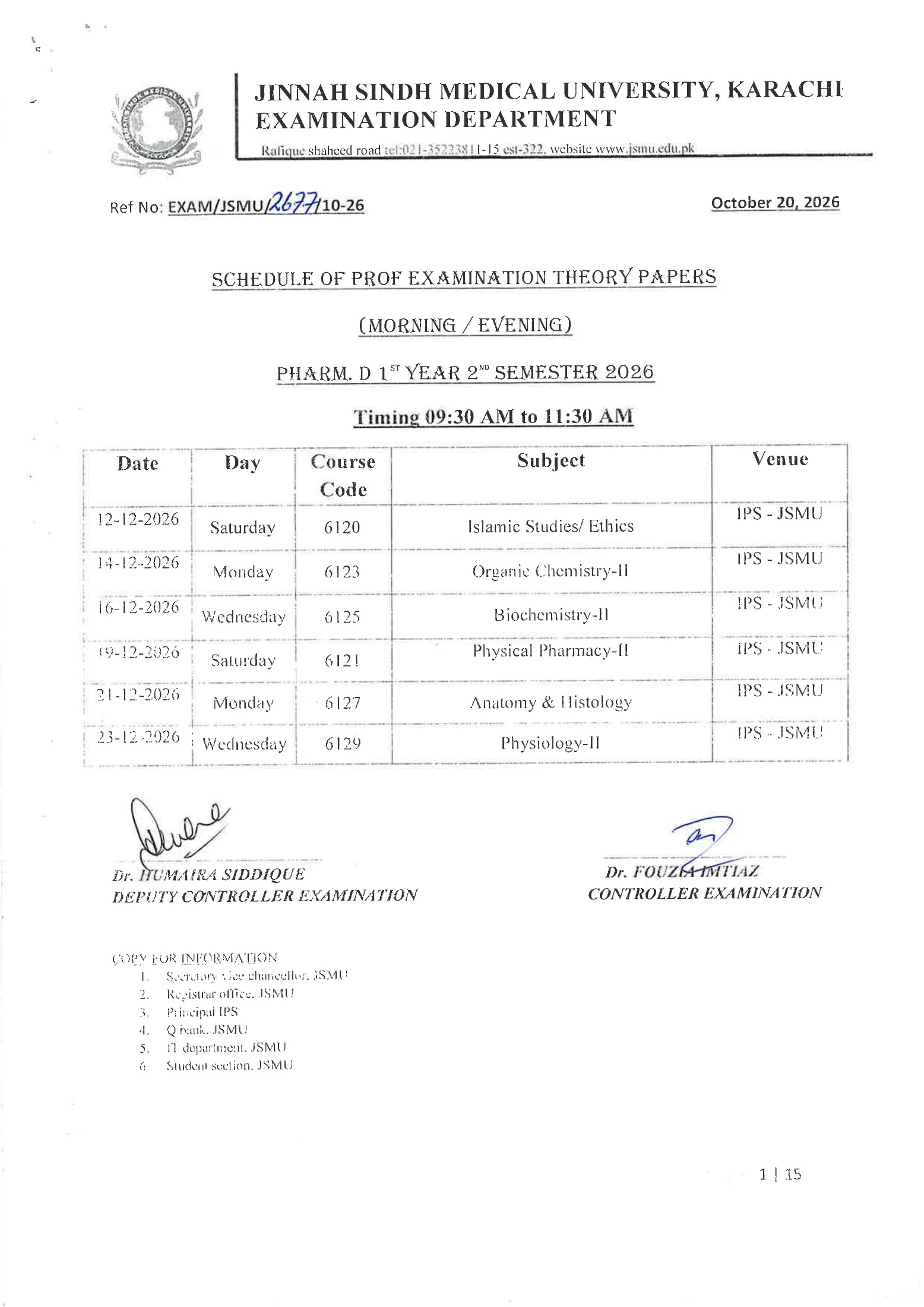 JSMU Exam Schedule 2026 for Pharm-D Theory Papers Released JSMU Exam Schedule 2026 for Pharm-D Theory Papers Released