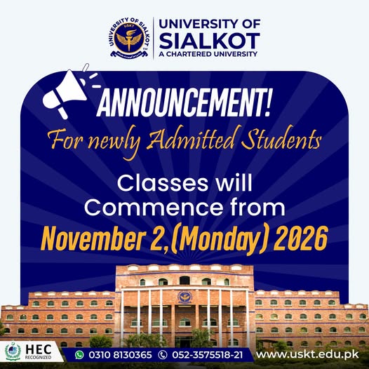 USKT Classes Commencement Notice 2026 Fall Classes Begin from November 2
