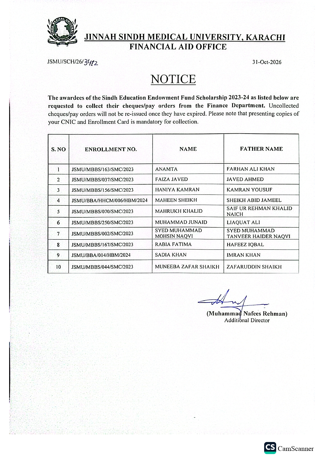 JSMU Notice 2026 Issued for SEEF Scholarship Awardees to Collect Cheques JSMU Notice 2026 Issued for SEEF Scholarship Awardees to Collect Cheques